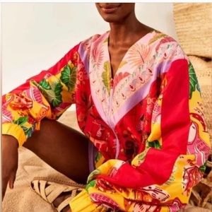 Farm Rio NWT Mixed Scarves Windbreaker multicolor.